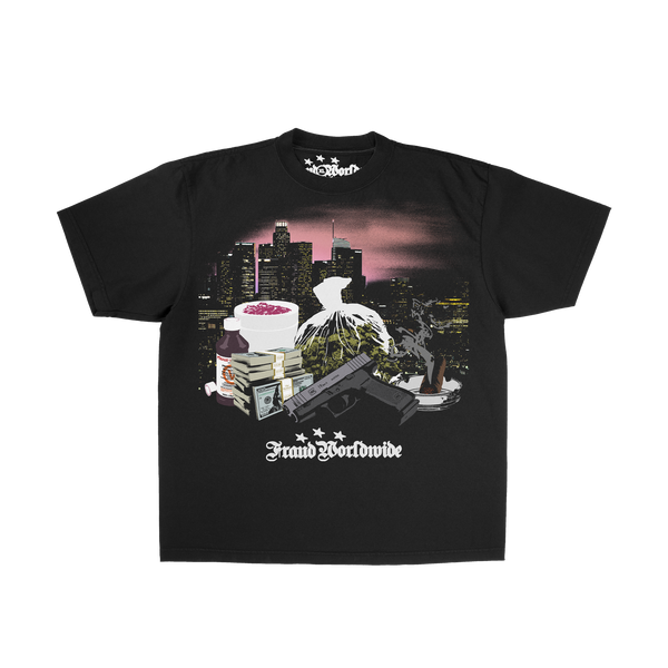 crime pays tee, front